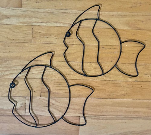Pair vintage 1950 metal - vintage, fish